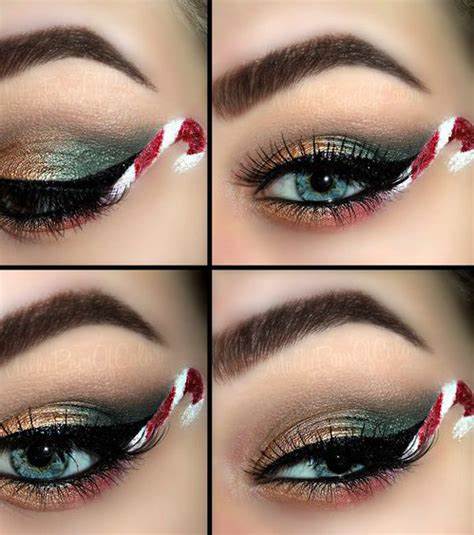 idées de maquillage facile pour les yeux pour les fêtes de Noël