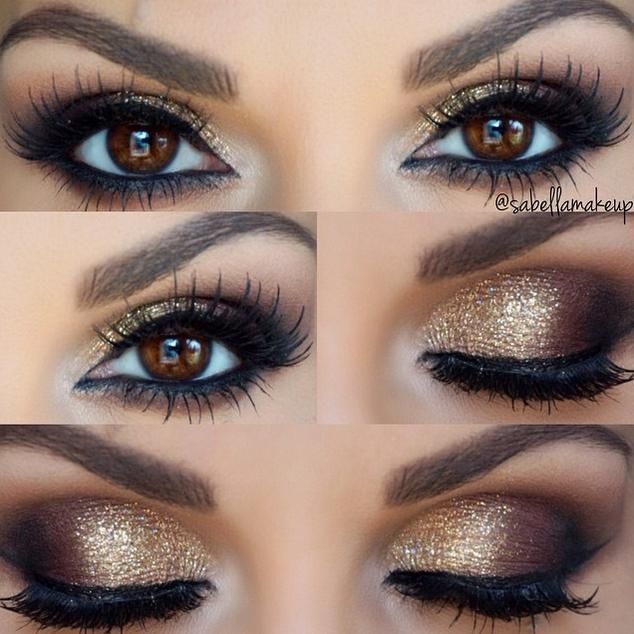 smoky-eye marron et doré pour les fêtes