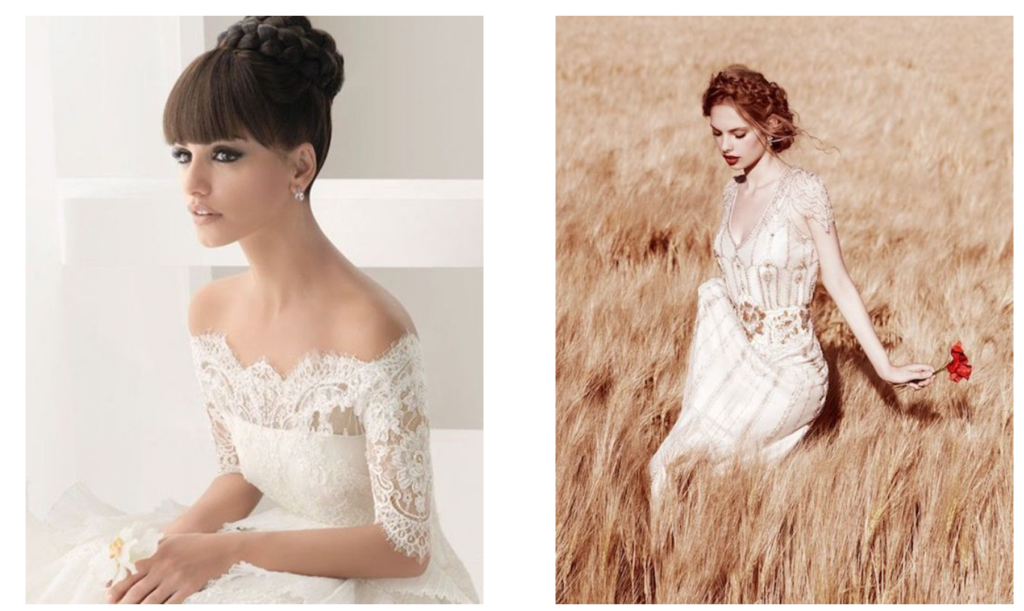coiffure de mariage : tresses attachées 